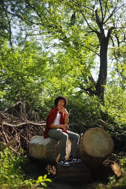 Model In Cargo Pants In Forest Free Stock Photo Model In Cargo Pants In Forest Free Stock Photo