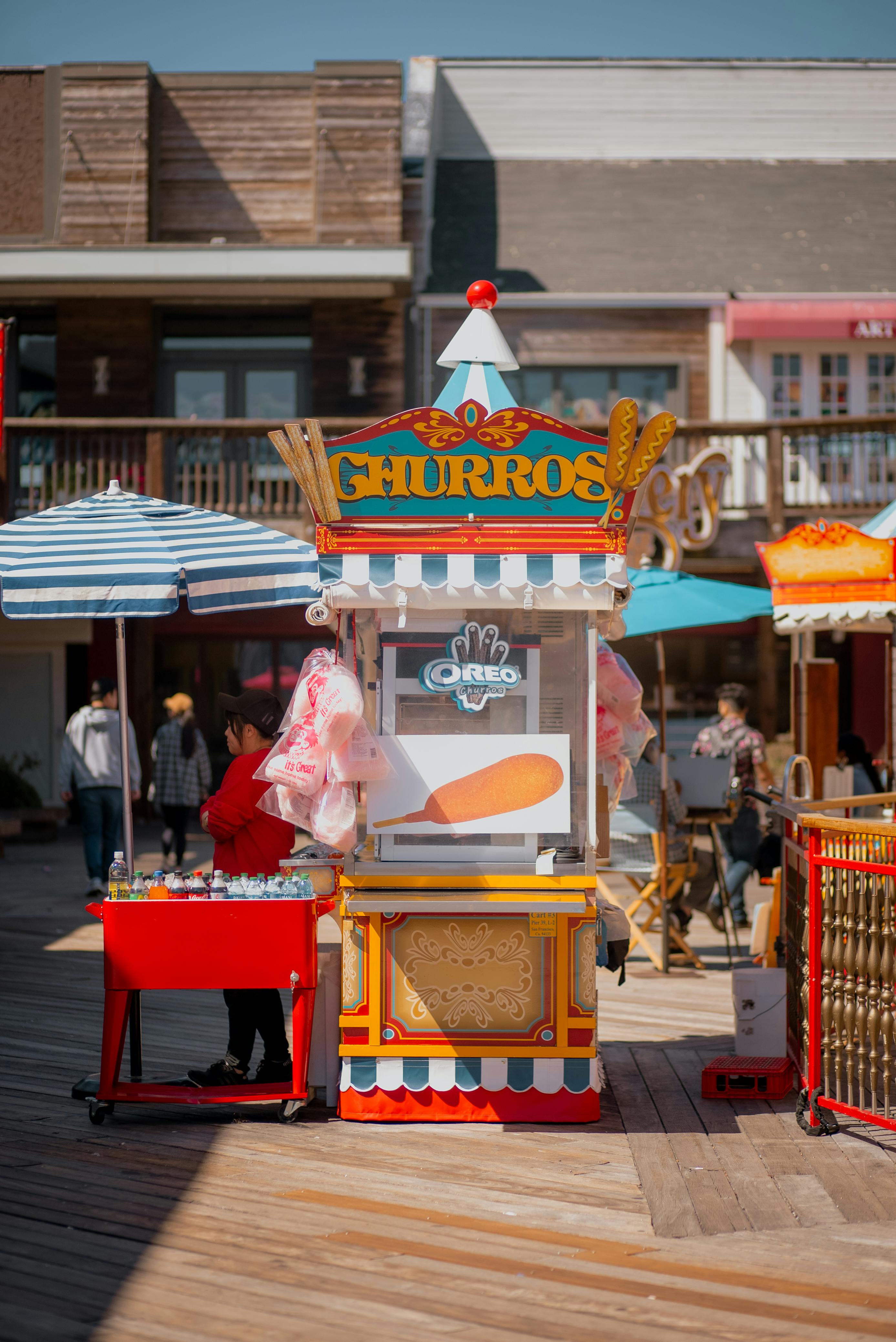 food stand with churros