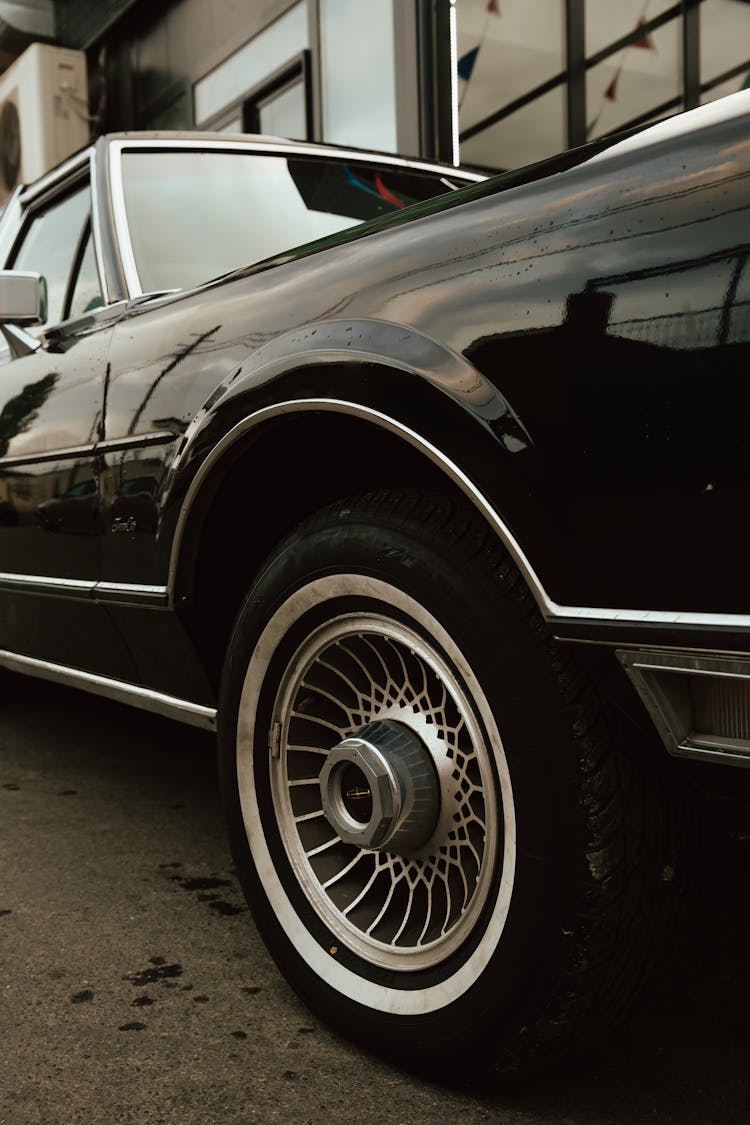 Close Up Of Black Lincoln Continental Mark V