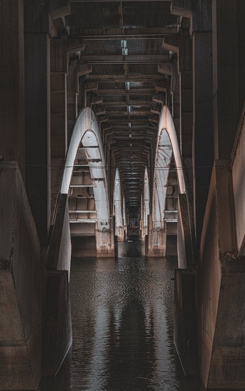 Symmetrical View under an Arch Bridge