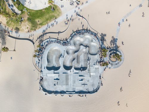 Top View of the Venice Beach Skatepark, Los Angeles, USA