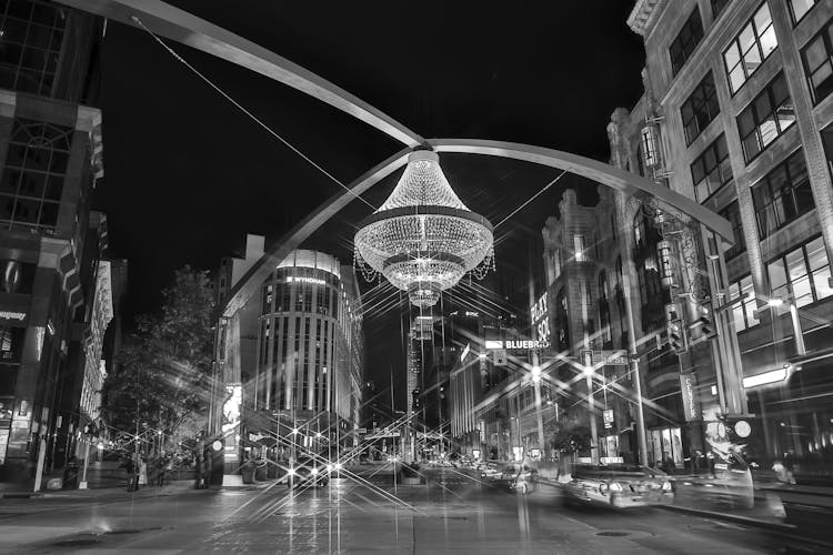 Chandelier Over Playhouse Square In Cleveland