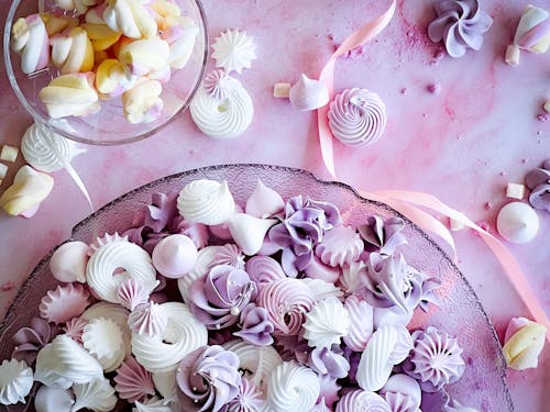 Pink And Purple Meringue Cookies