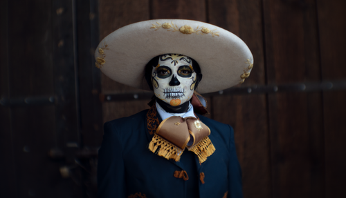 Free Stunning woman in Catrina makeup and traditional Mexican attire celebrating Dia de Muertos in Mexico City. Stock Photo