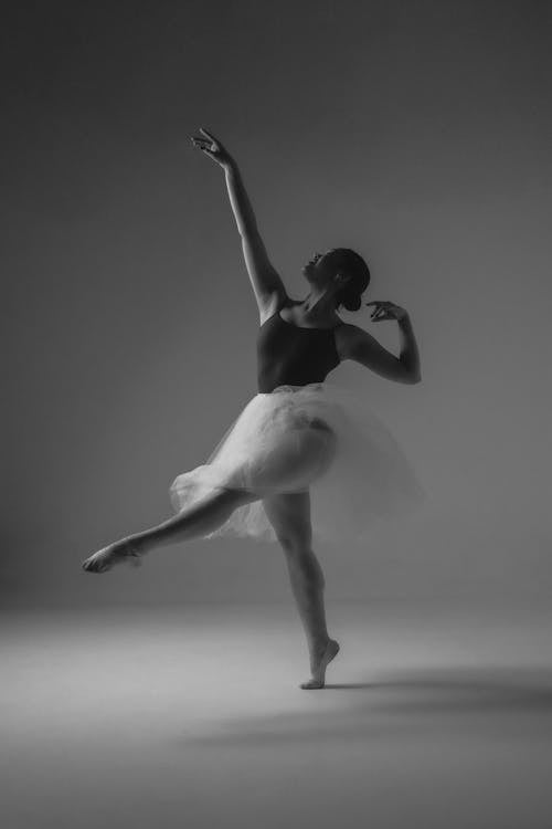 Ballerina Posing in Black and White