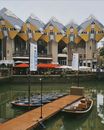 Pier with Motorboats on Canal in Rotterdam