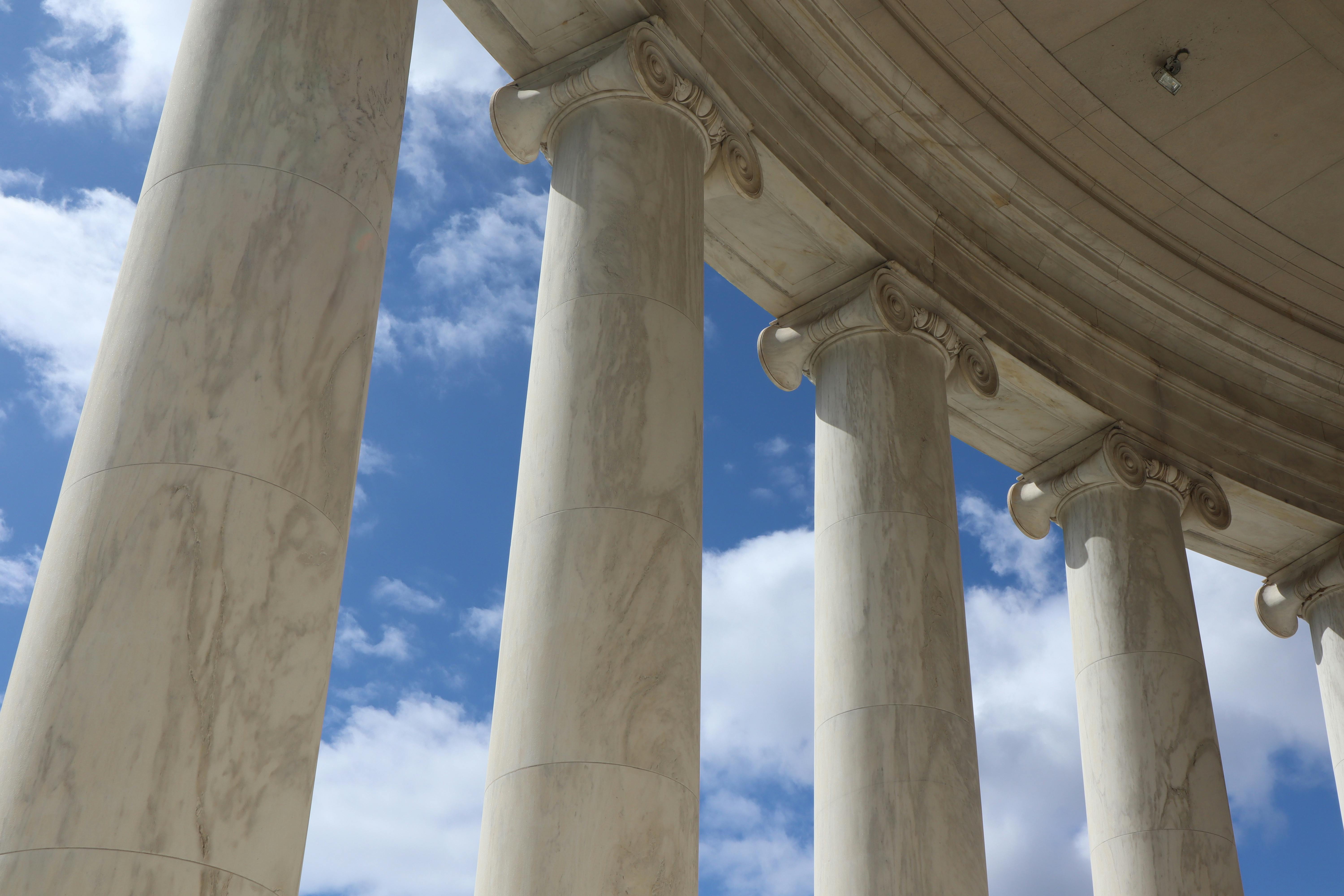 Columned facade of a US federal courthouse