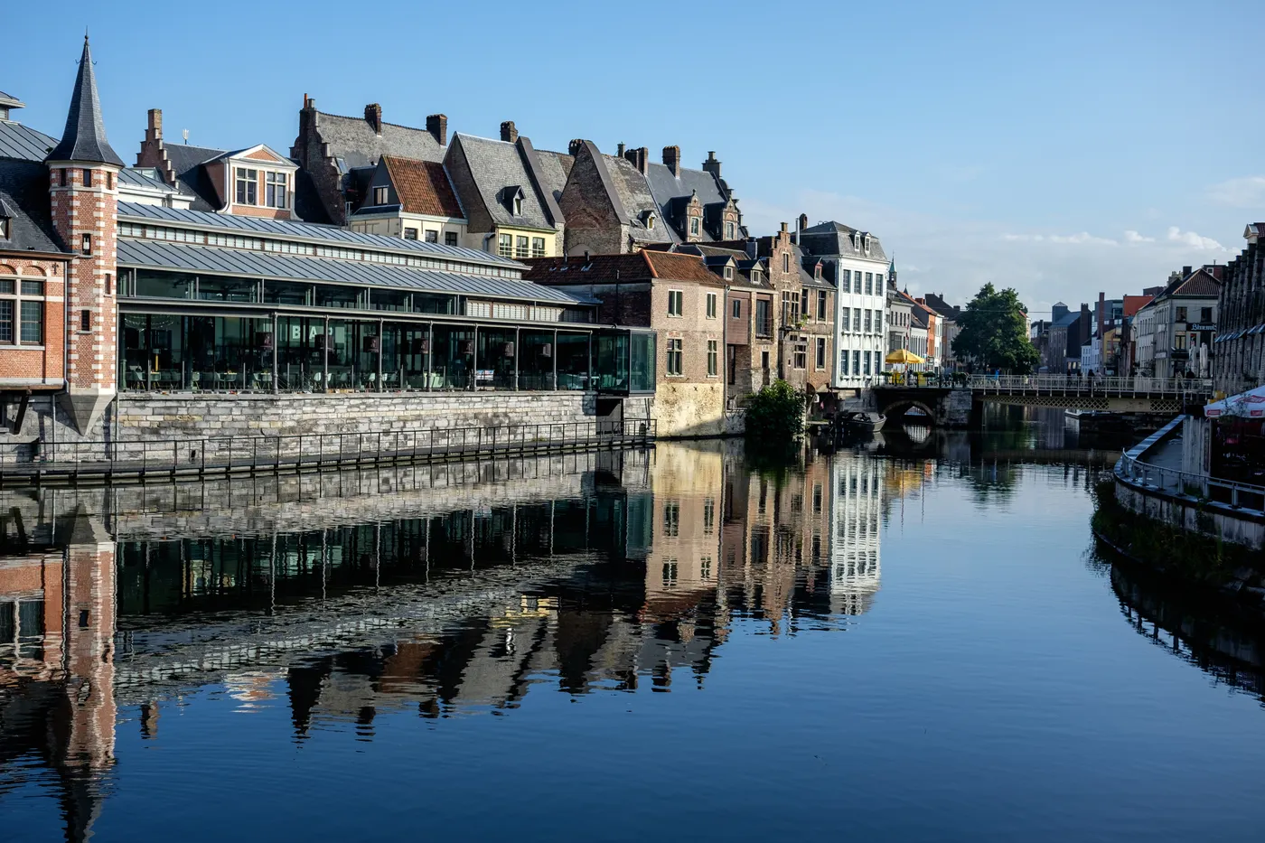 Ghent riverfront and medieval castle
