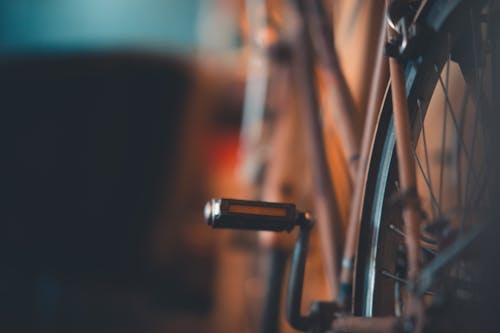 Selective Focus Photography of Bike Pedal