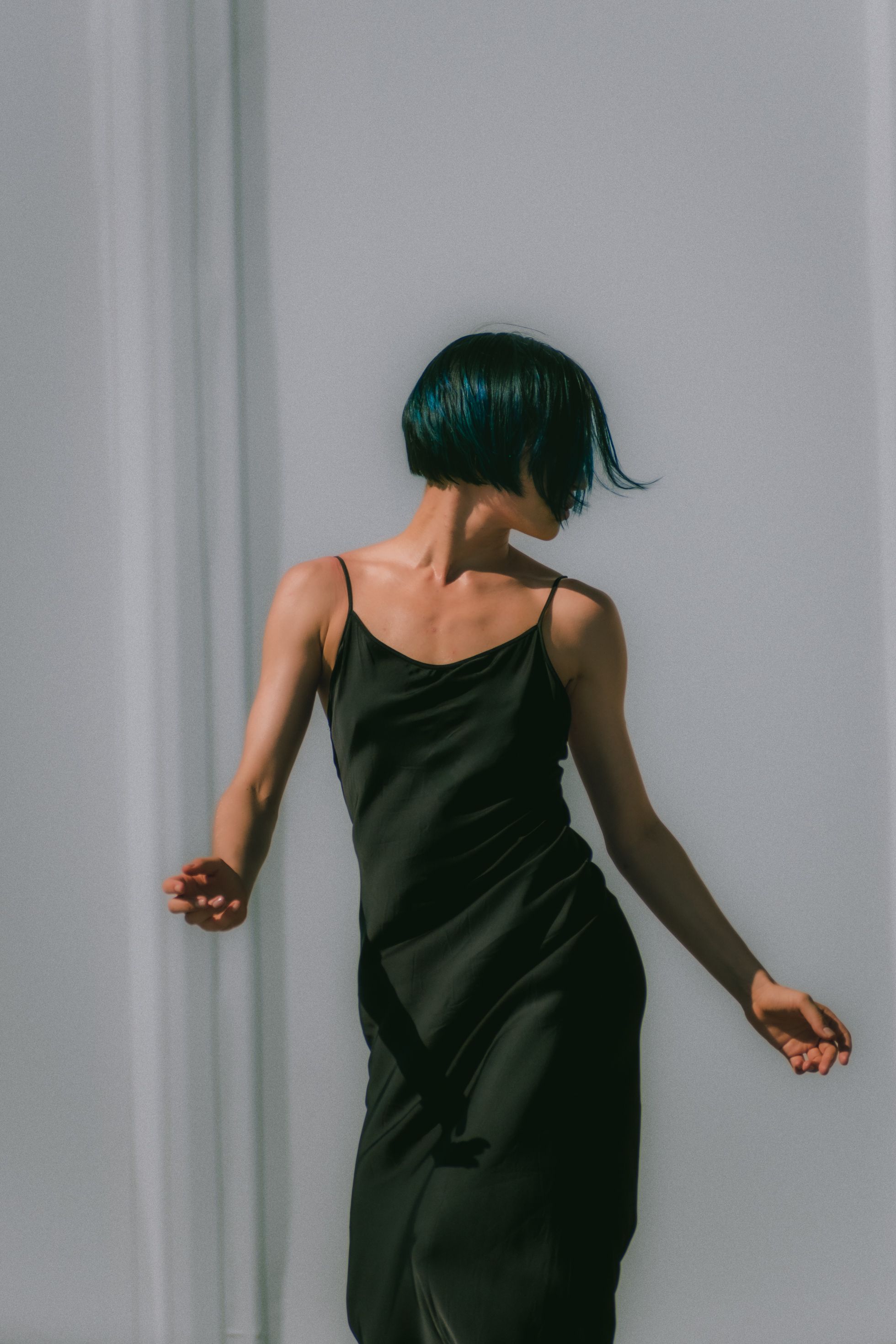 Woman in Silk Black Maxi Dress  Free Stock Photo