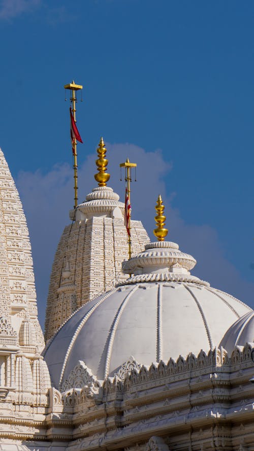 baps shri swaminarayan mandir, dikey atış, din içeren Ücretsiz stok fotoğraf