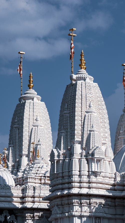 baps shri swaminarayan mandir, dikey atış, din içeren Ücretsiz stok fotoğraf