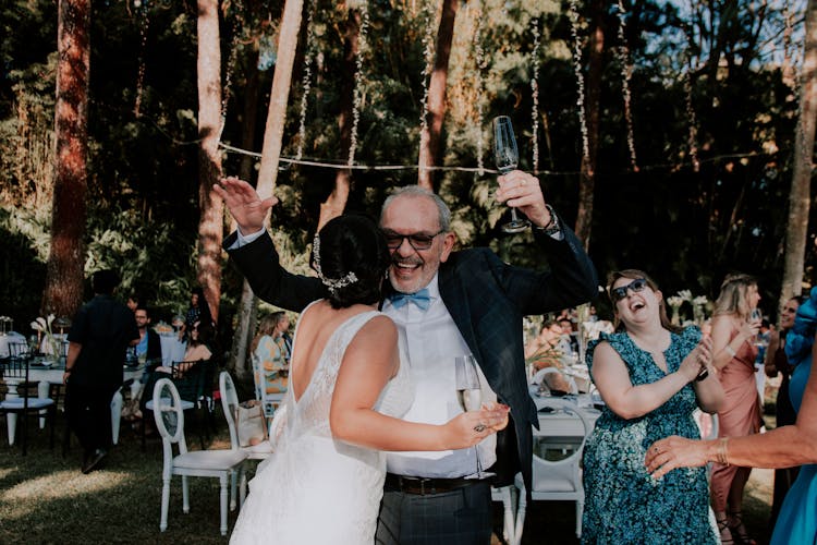 Laughing Newlyweds On Wedding