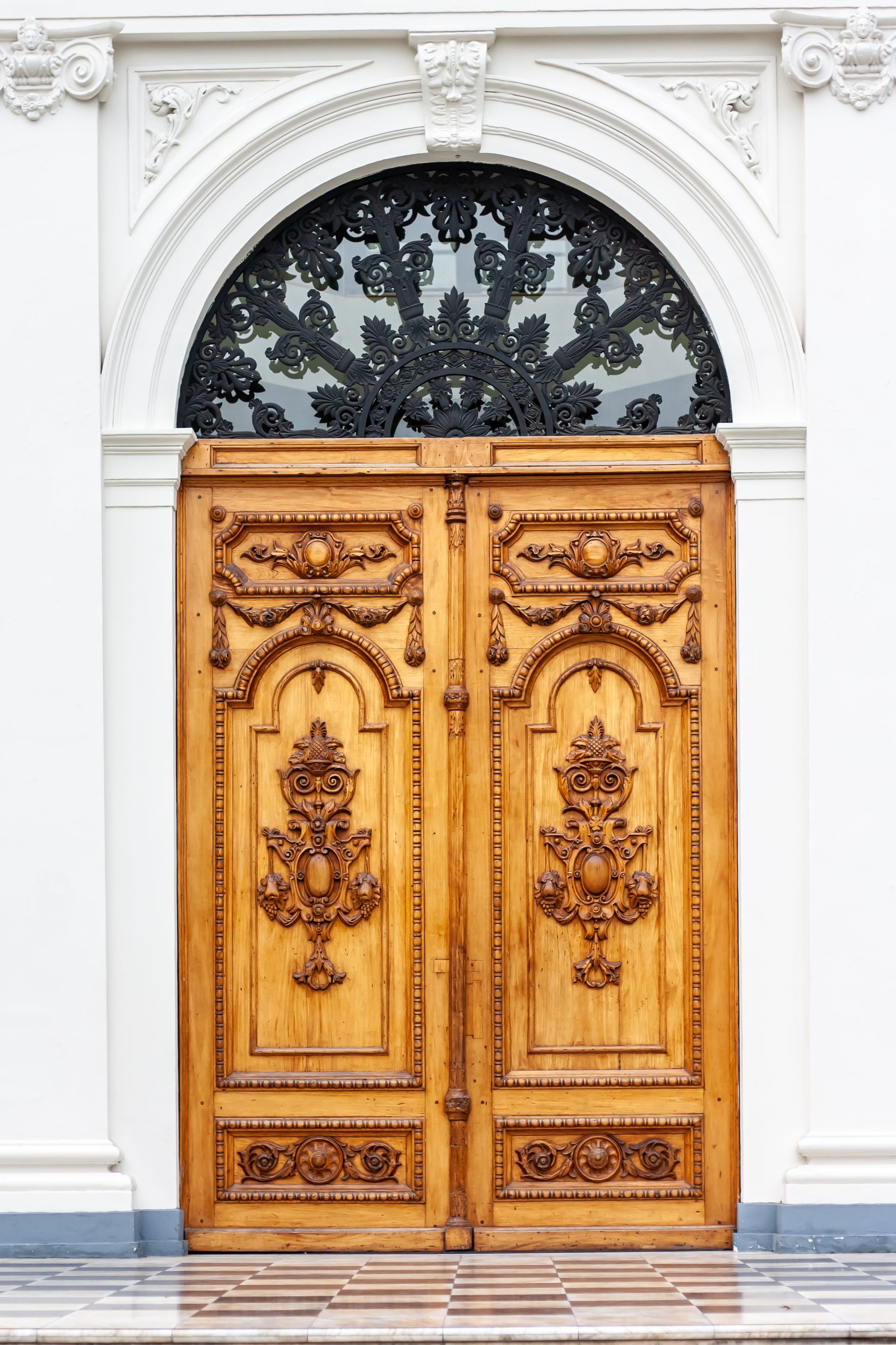Intricately hand-carved designer wooden door