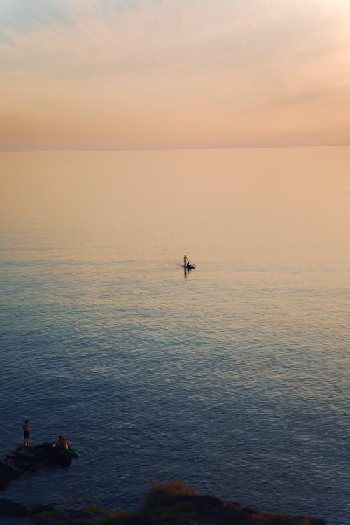 Aerial View of a Sea at Sunset