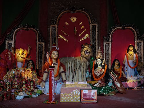 Traditional Buddha Statues in a Temple 