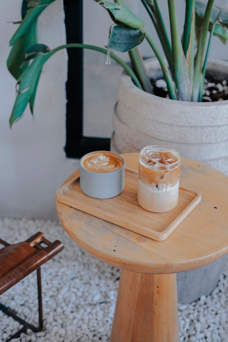 Cup And Glass Of Coffee