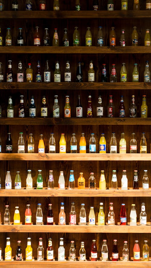 Shelf with Bottles in a Bar