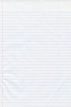 A sheet of white ruled notebook paper with blue horizontal lines, ideal for note-taking or writing.