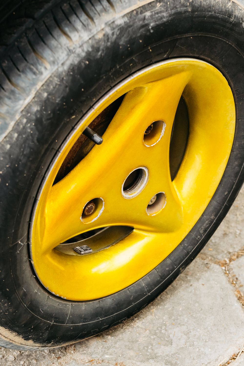 Yellow Square Rim Yellow Rim on the Tire · Free Stock Photo