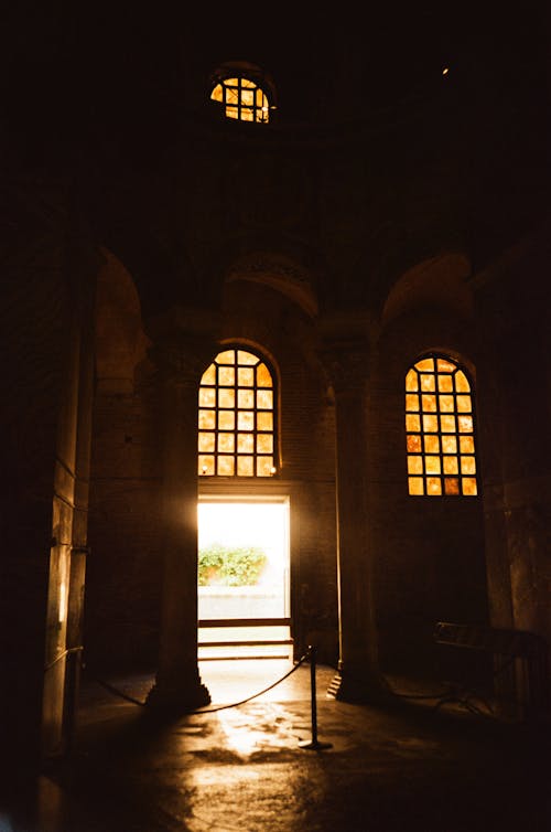 Sun Shining through the Doorway of an Old Church 