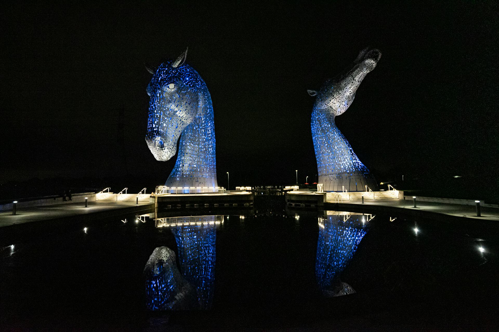 Illuminated Kelpies Monuments in Scotland