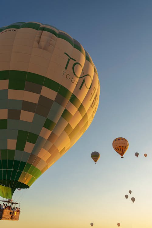 Hot Air Balloons Flying at Sunset