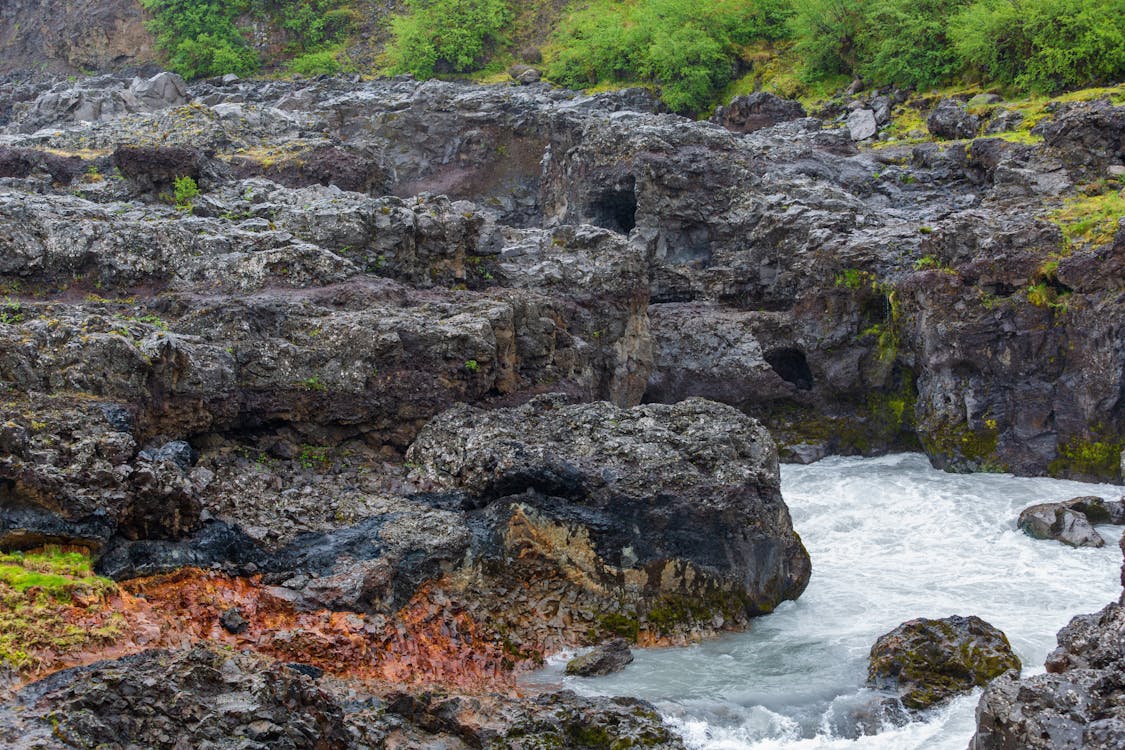 A river flowing through a rocky canyon