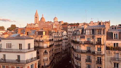Drone Shot of City Buildings in Paris