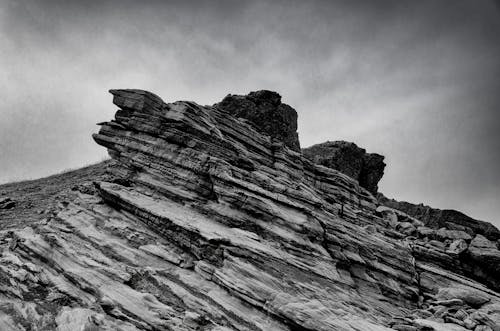 Black and White Picture of a Rock Formation