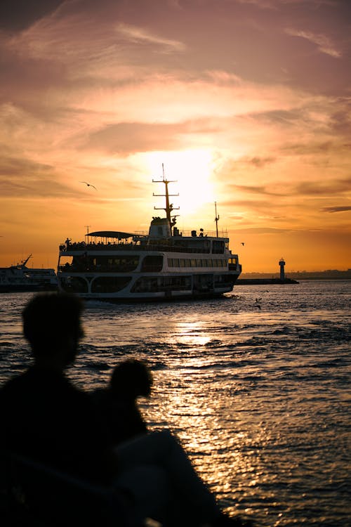 Ferry Sailing in Istanbul at Sunset