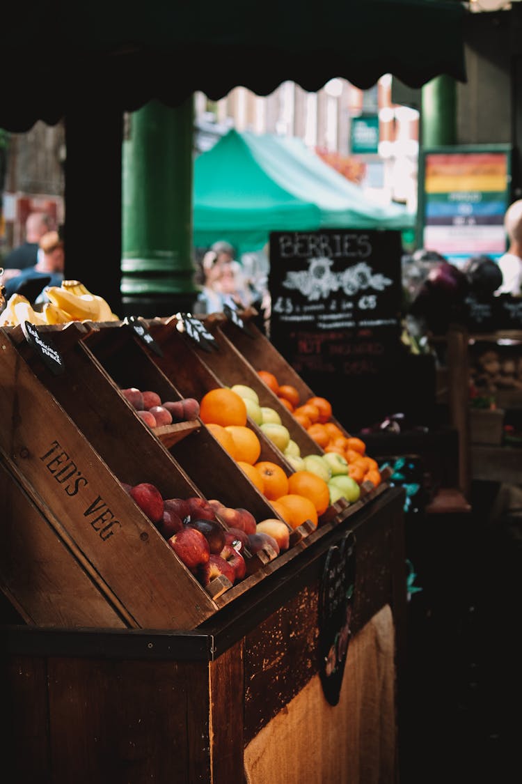 Fruits In Boxes On Display