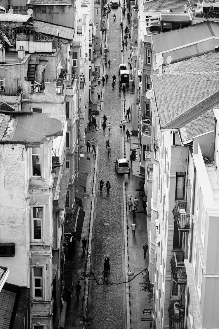 Buildings Around Narrow Street In Town