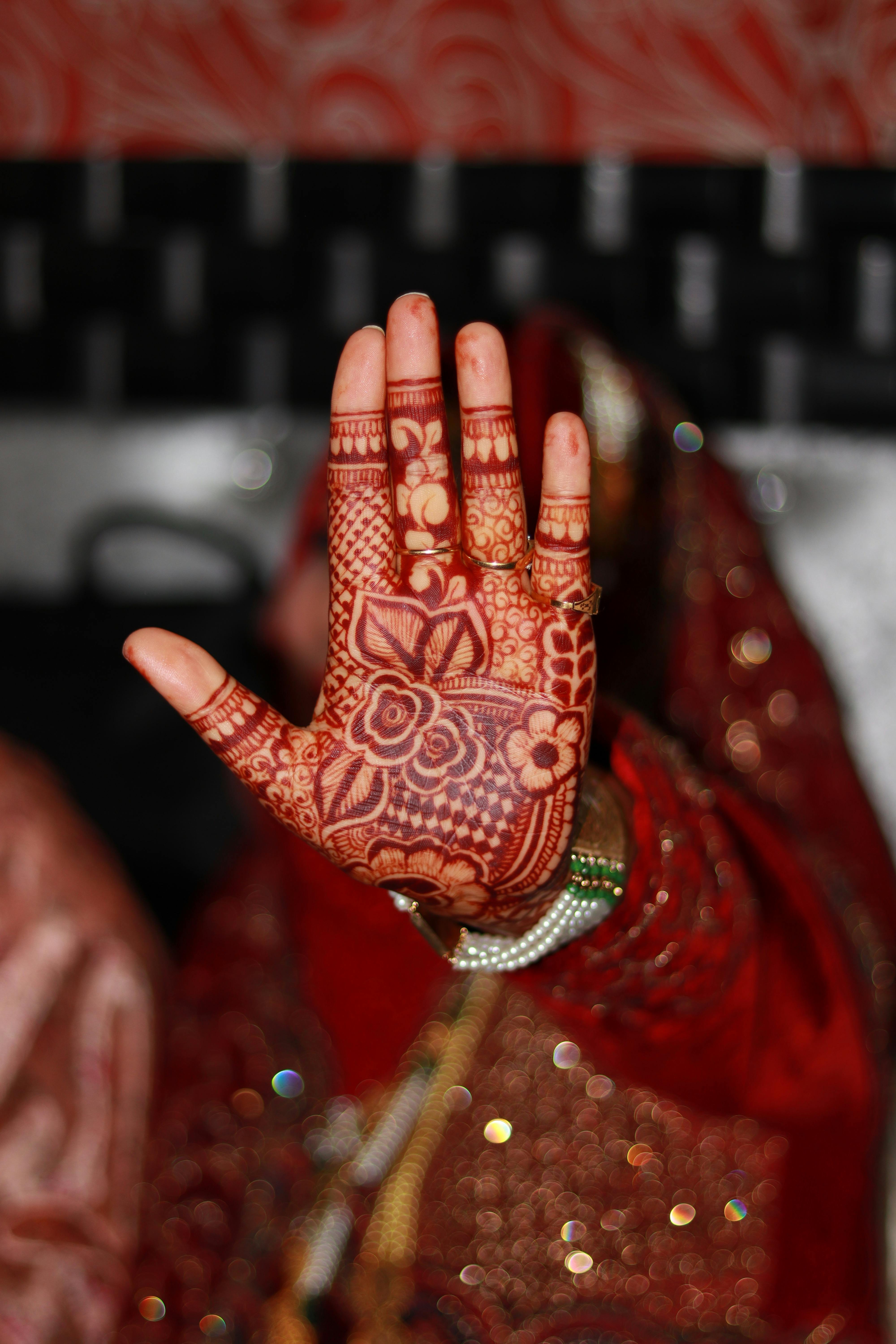 Woman with Henna Tattoo on Palm, Closeup. Traditional Mehndi Ornament Stock  Photo - Image of body, bride: 226282396