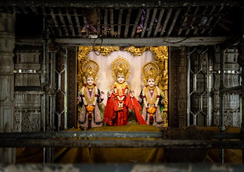 Hindu Statues in Old Traditional Shrine