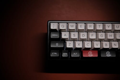 Keyboard on Red Background