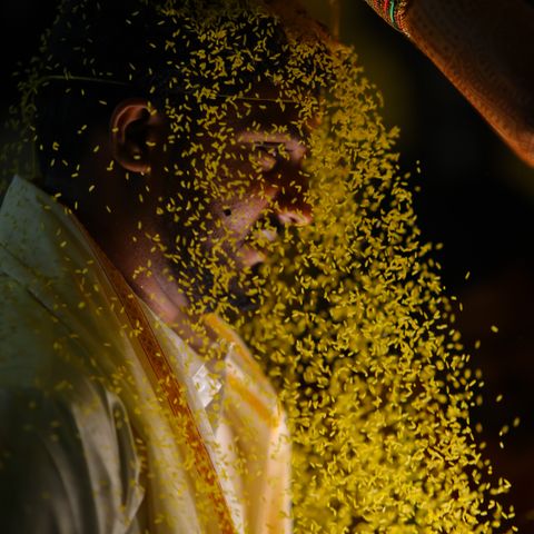 Groom during a traditional wedding ceremony