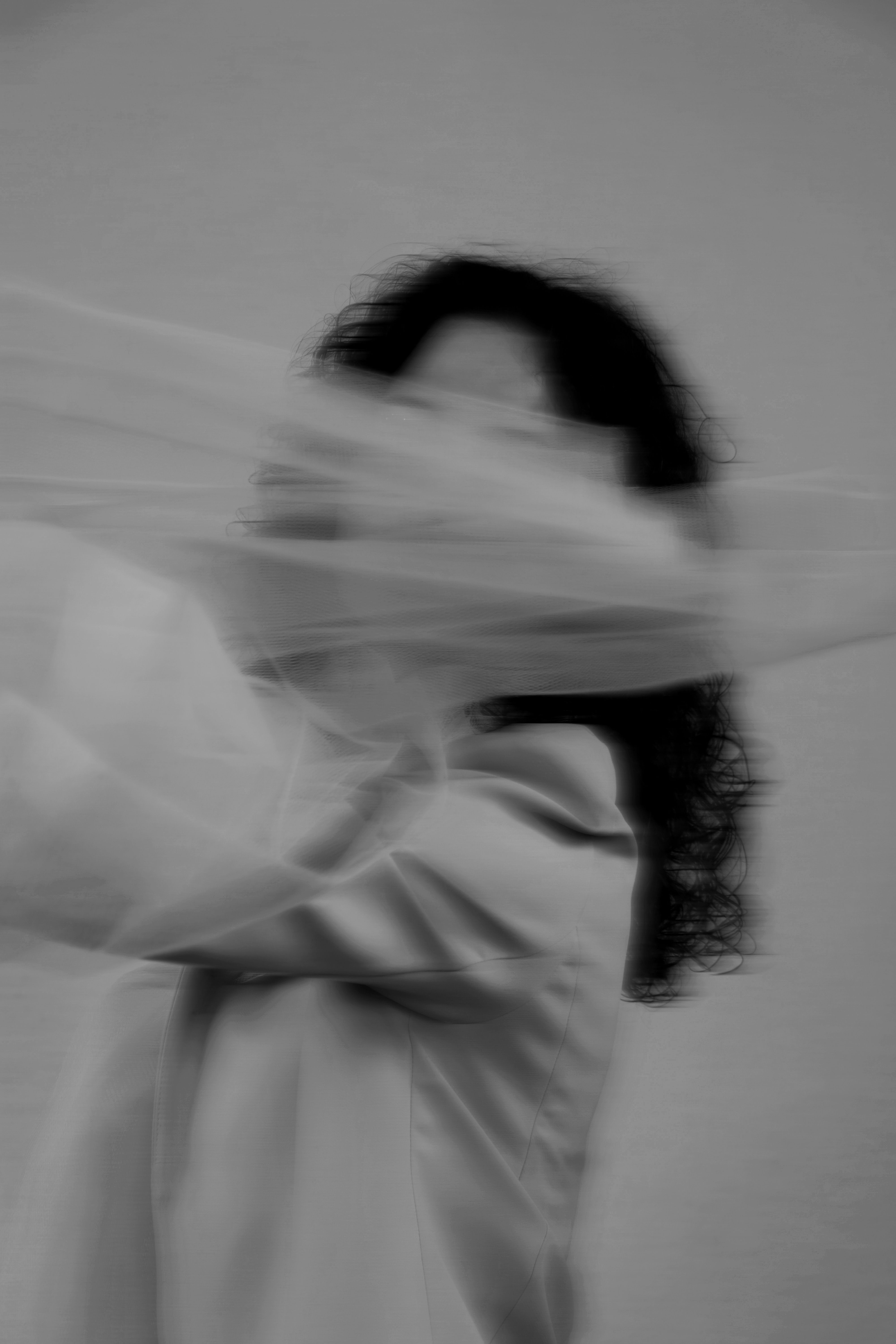 Woman behind Veil in Black and White · Free Stock Photo