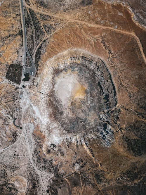 Základová fotografie zdarma na téma kráter, letecká fotografie, písek
