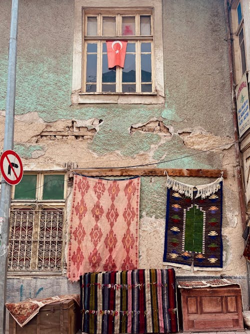 Damaged Building Wall in Town in Turkey