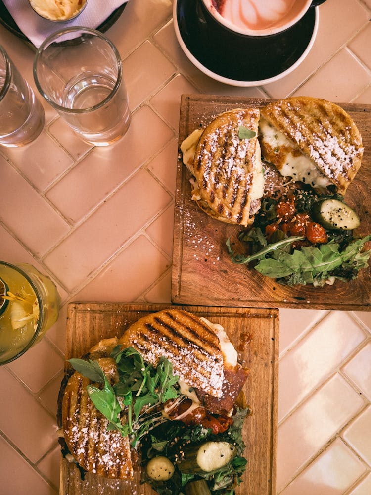 Top View Of Meals And Glasses 