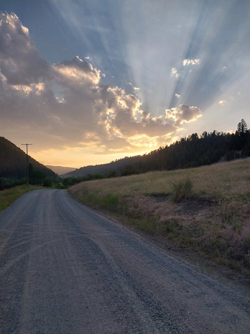 Sunbeams over Rural Road