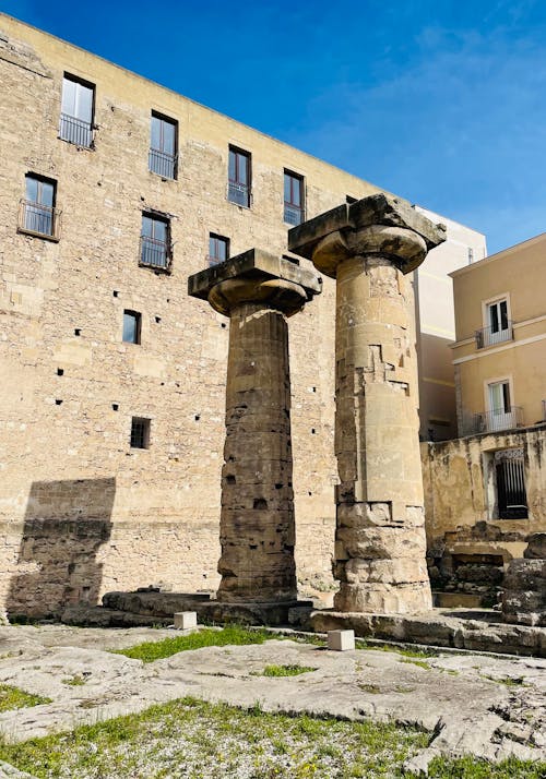 Ruins of Temple of Poseidon in Taranto in Italy