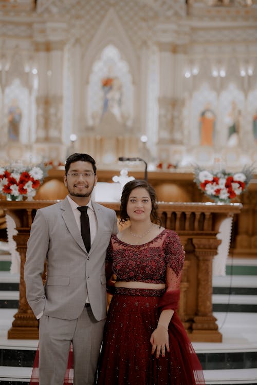 Portrait of Newlyweds in Church