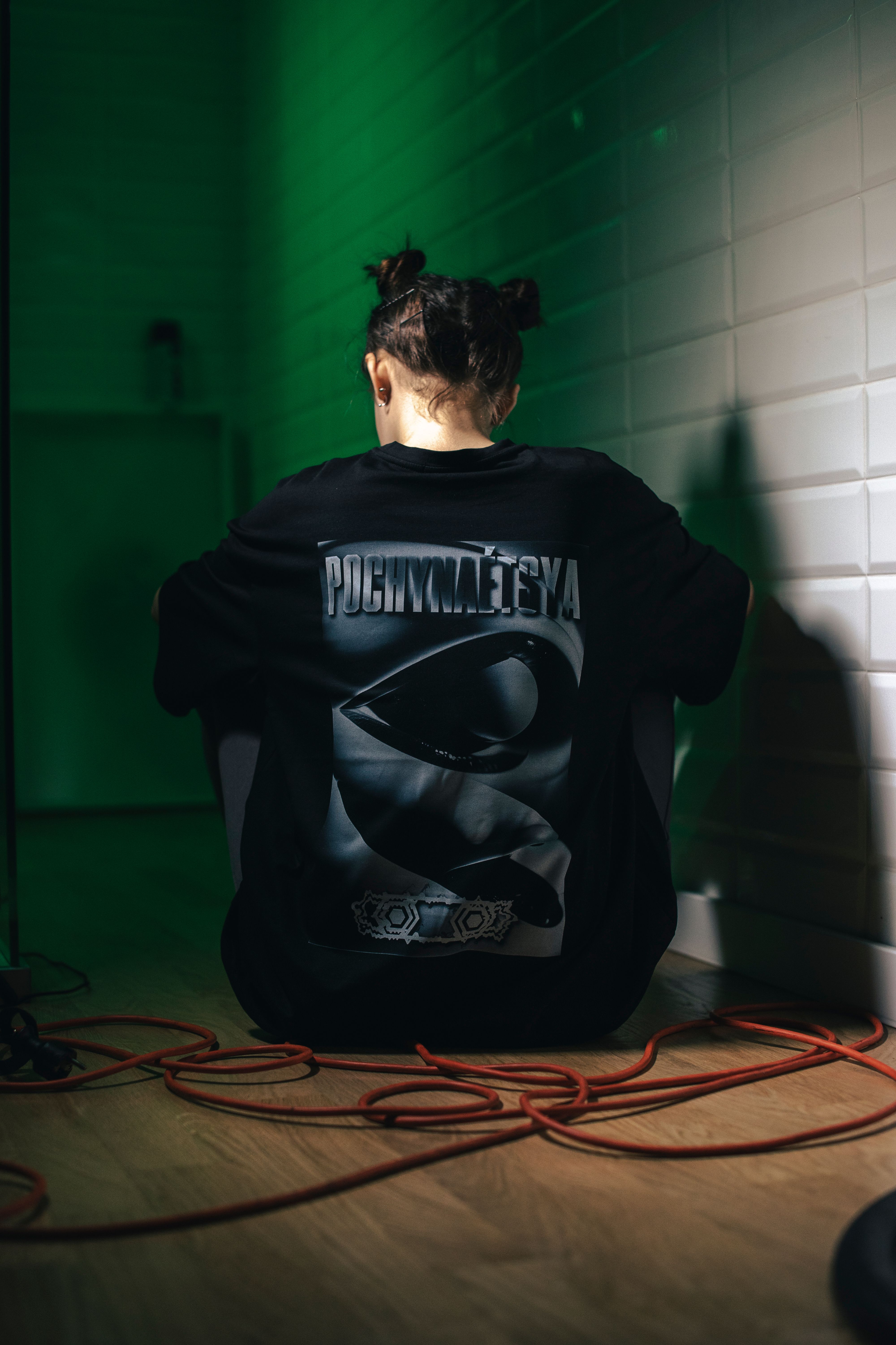 Camiseta Oversized Preta Estampada