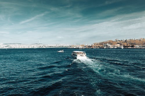 A Ferry on the Bosphorus Strait in Istanbul, Turkey 