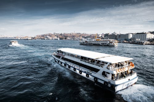 Ferries Carrying Tourists Along the Golden Horn Estuary and the Bosphorus Strait