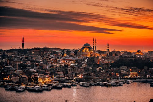 akşam, boğaziçi boğazı, cami içeren Ücretsiz stok fotoğraf