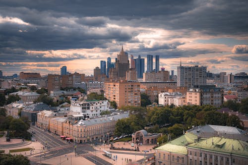 Cloudy Sky Over Khamovniki District in Moscow