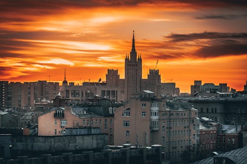 Skyline of Moscow at Sunset 